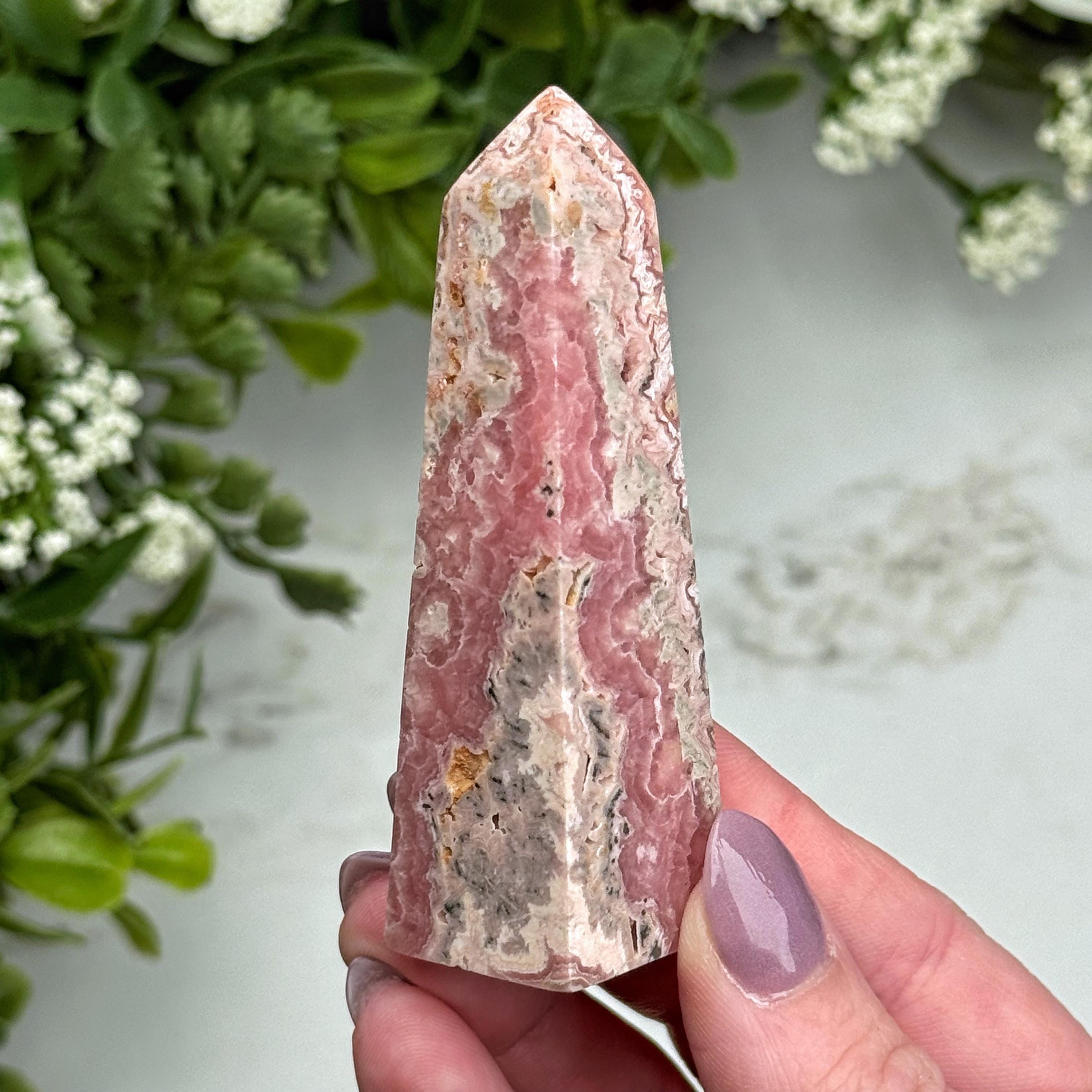 Rhodochrosite Point | 66g | - #7 (polished Pink Crystal Tower, Heart Chakra, Healing Stone, Love)