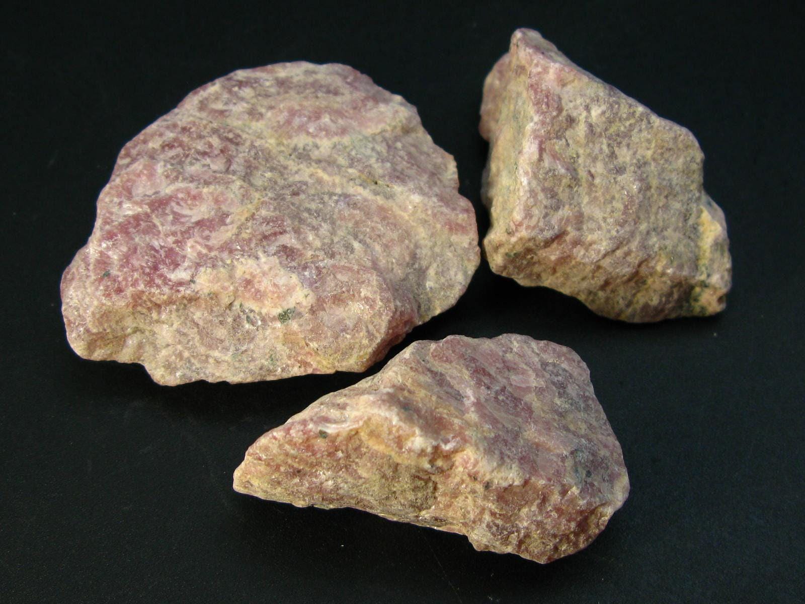 Lot Of Three Raw Natural Rhodochrosite Crystal From Argentina