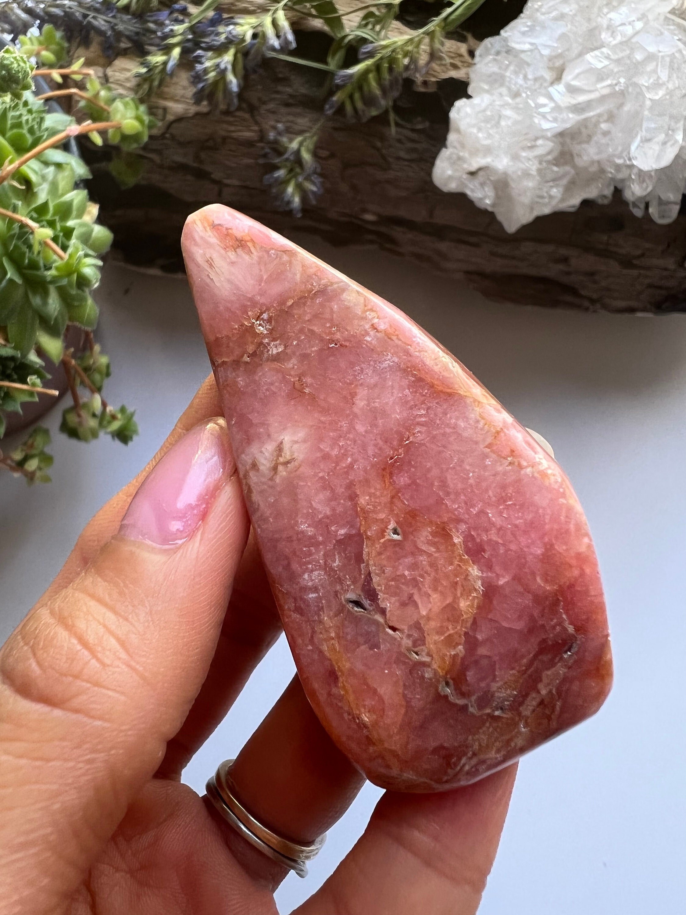 Raw Pink Rhodochrosite Crystal, Healing Stone (84g)