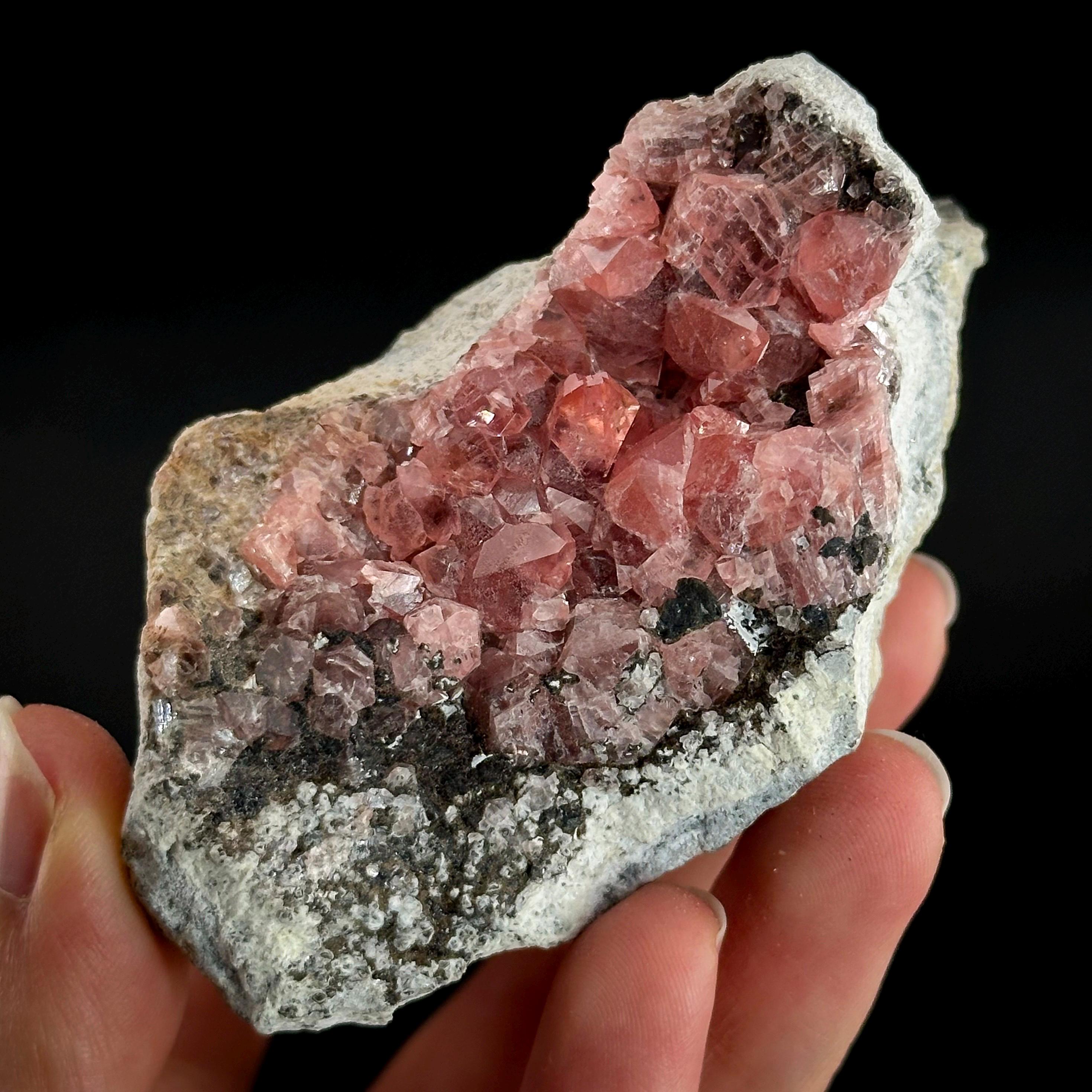 Rhodochrosite On Matrix | Natural Rhodochrosite Crystal, Rare Mineral Specimen From Peru Rhodochrosite On Matrix | Natural Rhodochrosite Crystal, Rare Mineral Specimen From Peru
