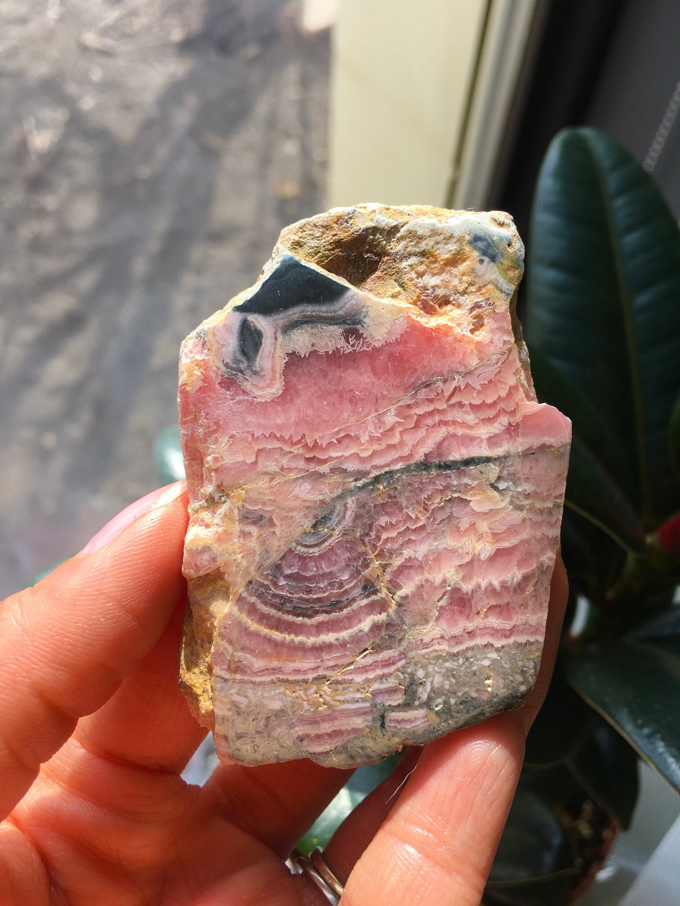 Polished Rhodochrosite Slice, Pink Mineral Specimen