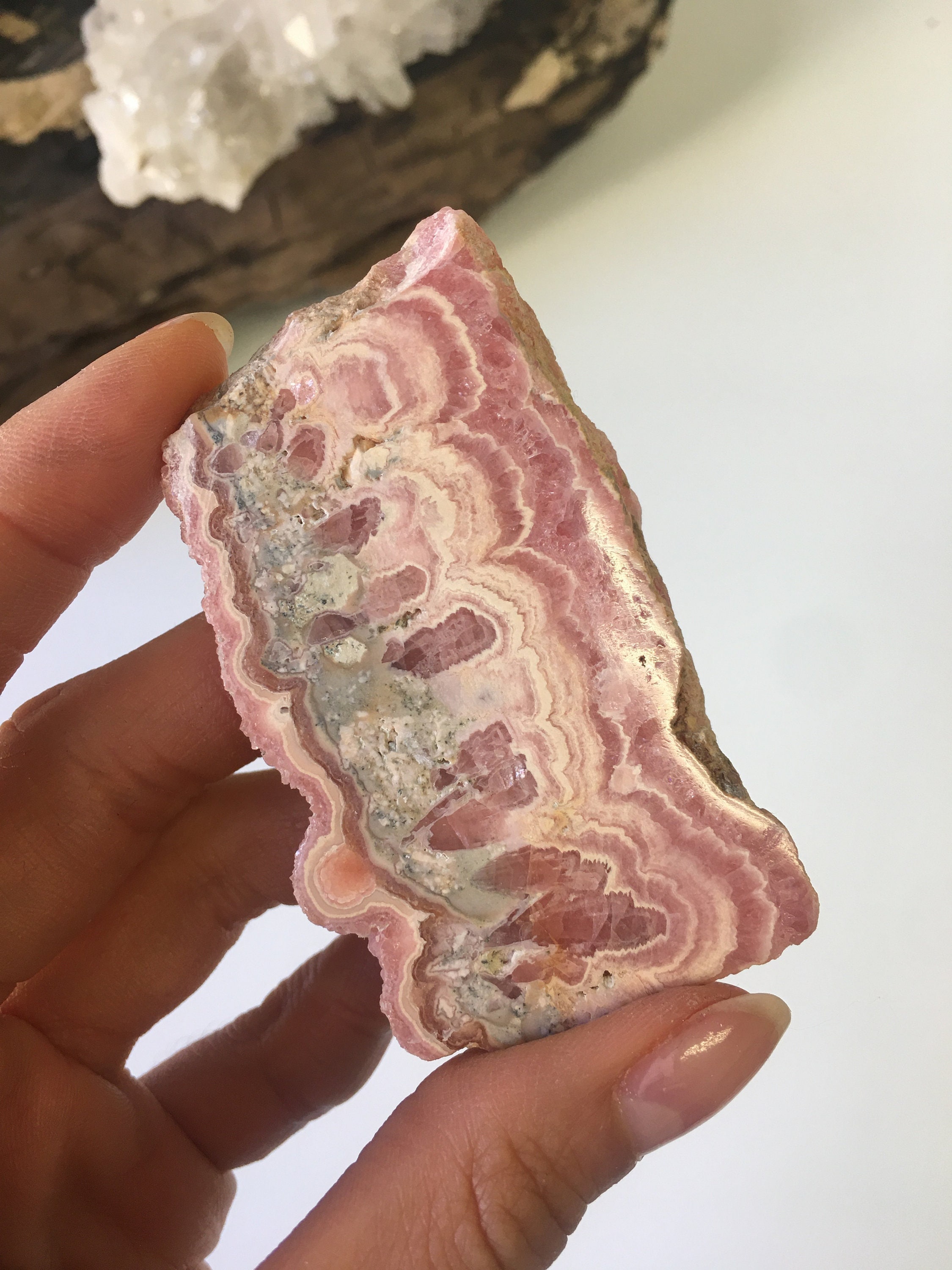 Polished Rhodochrosite Slice, Pink Mineral Specimen Polished Rhodochrosite Slice, Pink Mineral Specimen