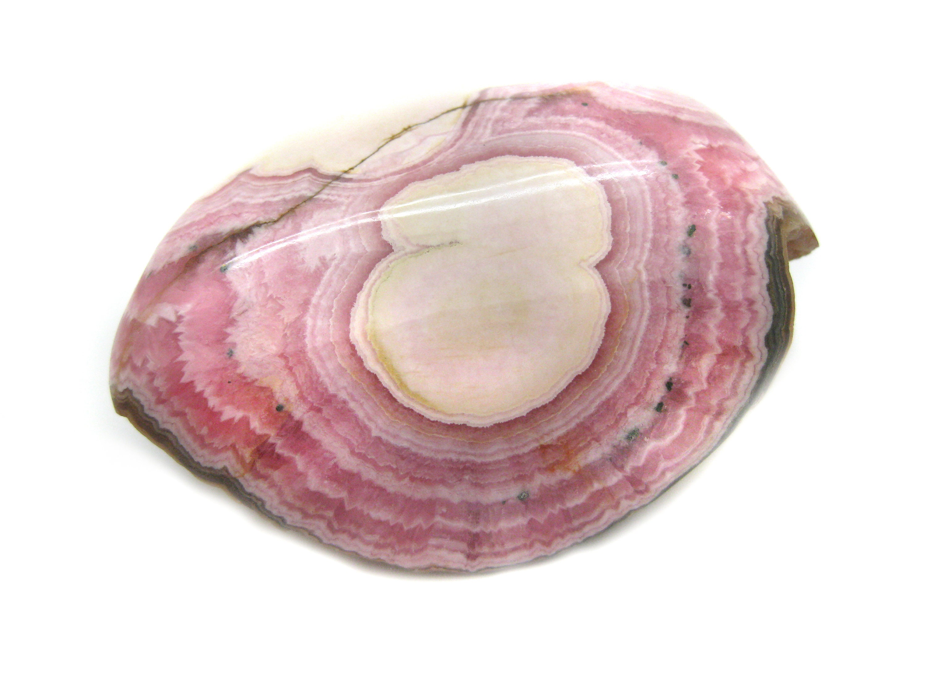 Surface Polished Argentina Rhodochrosite Specimen -- Unique Inner Structure And Pattern! See Video!