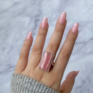 Rhodochrosite Adjustable Ring / 925 Sterling Silver / Healing Gemstone / Gifts for her / Octagon / Rhodochrosite Statement Ring / RDC-R-13.
