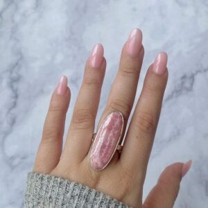 Rhodochrosite Adjustable Ring / 925 Sterling Silver / Healing Gemstone / Gifts for her / Oval Cab / Rhodochrosite Statement Ring / RDC-R-34.