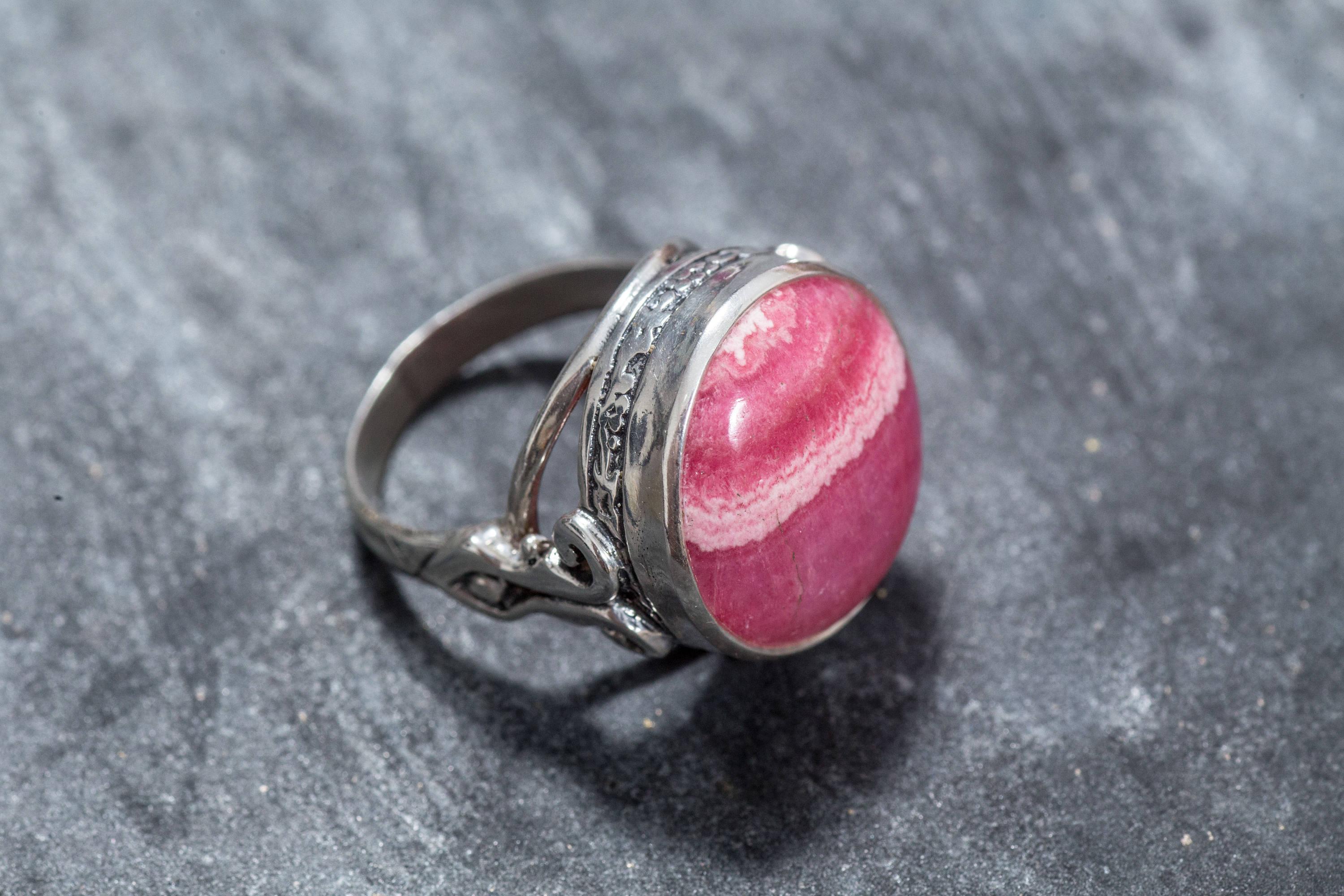 Rhodochrosite Ring, February Birthstone, Vintage Rings, Large Rhodochrosite, Rhodochrosite, Argentina Ring, Natural Stone, Solid Silver Ring Rhodochrosite Ring, February Birthstone, Vintage Rings, Large Rhodochrosite, Rhodochrosite, Argentina Ring, Natural Stone, Solid Silver Ring