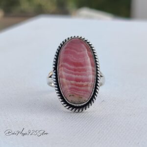 Handmade Rhodochrosite Ring: 925 Sterling Silver Gemstone Jewelry