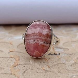 Handmade Rhodochrosite Ring: 925 Sterling Silver Gemstone Jewelry