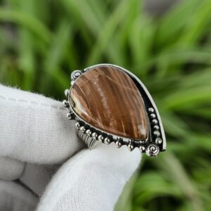 Handmade Honey Rhodochrosite Ring: Pear Gemstone, 925 Sterling Silver, Size 6