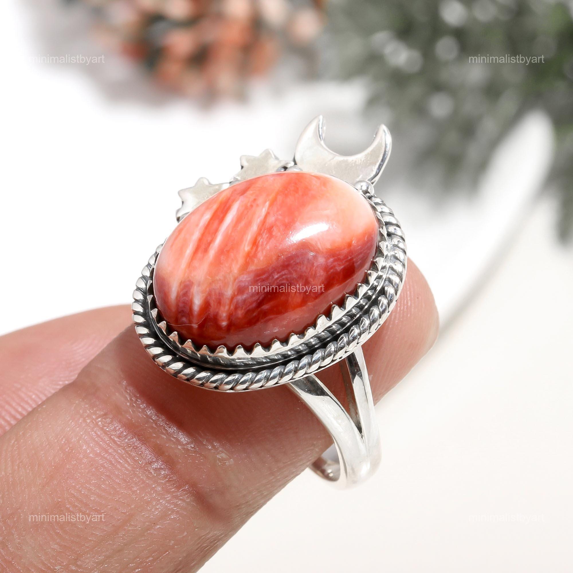 Natural Rhodochrosite Ring: 925 Sterling Silver Band Natural Rhodochrosite Ring: 925 Sterling Silver Band