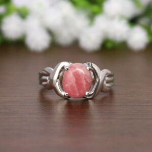 Rhodochrosite Sterling Silver Ring, Boho Statement Ring, Hand Crafted Bohemian Ring, Genuine Rhodochrosite Ring, Rhodochrosite Healing Ring