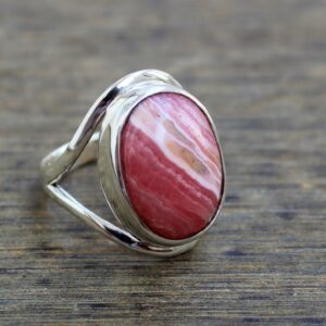 Rhodochrosite Sterling Silver Ring, Handmade Gemstone Jewelry Rhodochrosite Sterling Silver Ring, Handmade Gemstone Jewelry