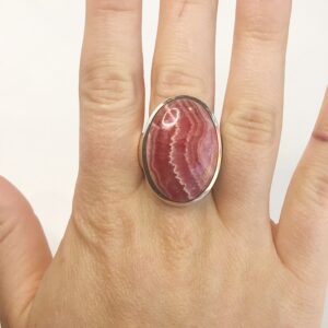 Rhodochrosite Ring Us Size 8.5 - Sterling Silver - Birthstone Jewelry - Pink Stone Jewelry - Love Crystal - Healing Crystal - Joy!