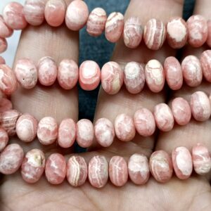 7 Inch Strand, Natural Rhodochrosite Smooth Rondelles, Size. 7-8mm