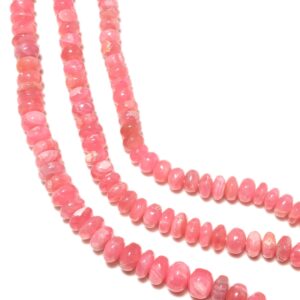 Aaa Rhodochrosite Smooth Rondelle Beads 6.5mm To 9mm Natural Pink Rhodochrosite Gemstone Beads, 14 Inch Strand, Gds2213