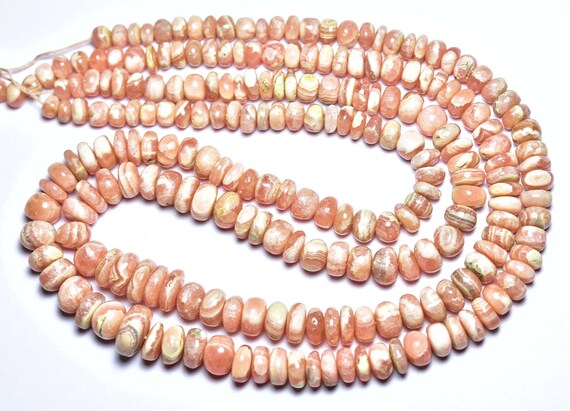 Rhodochrosite Rondelle Beads - 8 Inches - Natural Beautiful Rhodochrosite Smooth Rondelle Strand - Size Is 5-8mm #765
