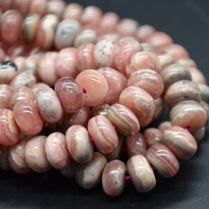 Rhodochrosite Gemstone Rondelle Spacer Beads - 8mm X 3mm - 5mm - 15" Strand