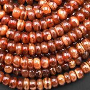 Rare AAA Natural Capillitite Honey Brown Rhodochrosite Smooth 6mm 8mm 10mm 12mm Rondelle Beads 15.5" Strand