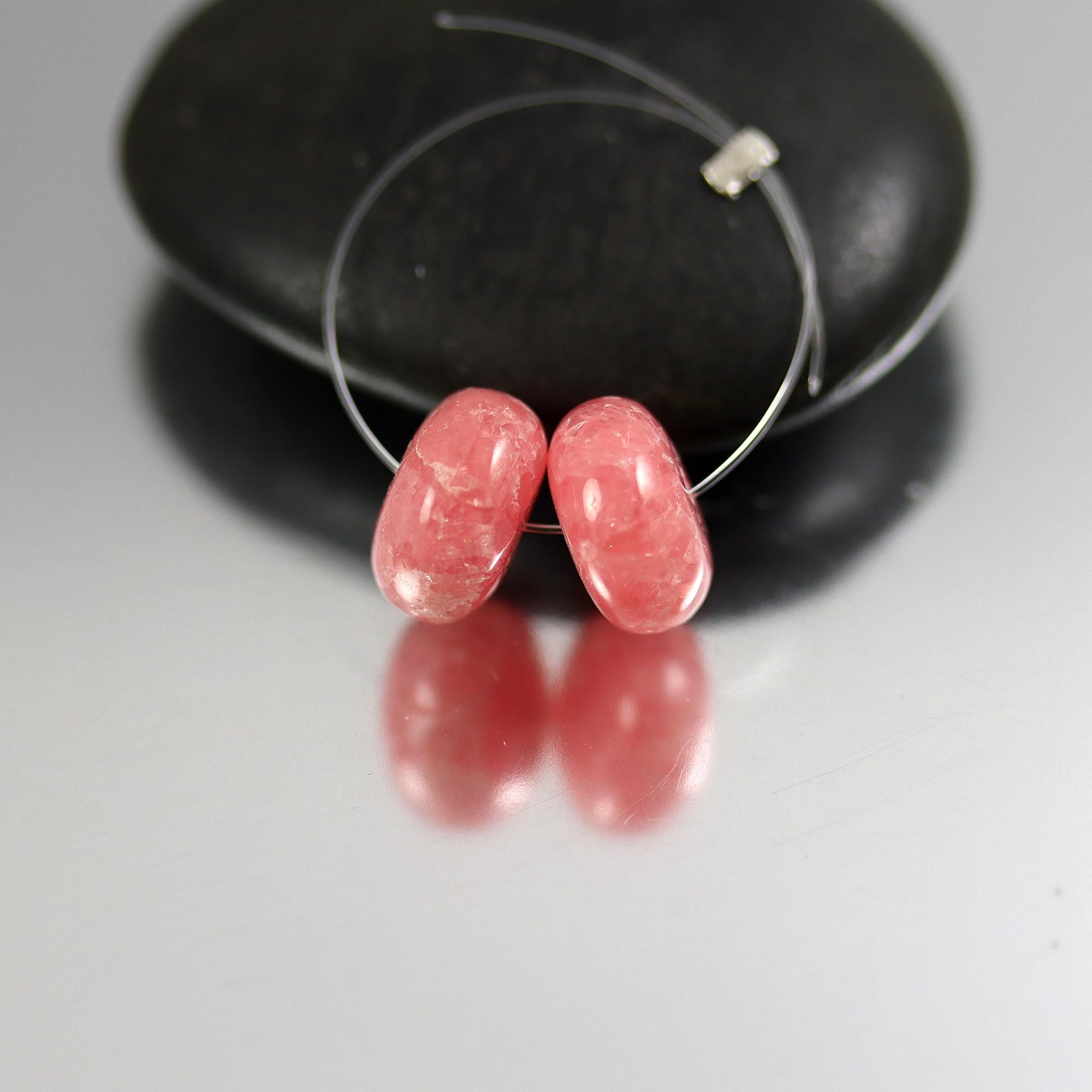 Rhodocrosite Rondelle Beads - Pair - 10 X 5.5 Mm