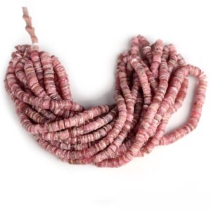 Rhodochrosite Smooth Tyre Rondelle Beads, 6mm/7mm/8mm Pink Rhodochrosite Round Heishi Gemstone Beads, 8 Inch/16 Inch Strand, Gds2133