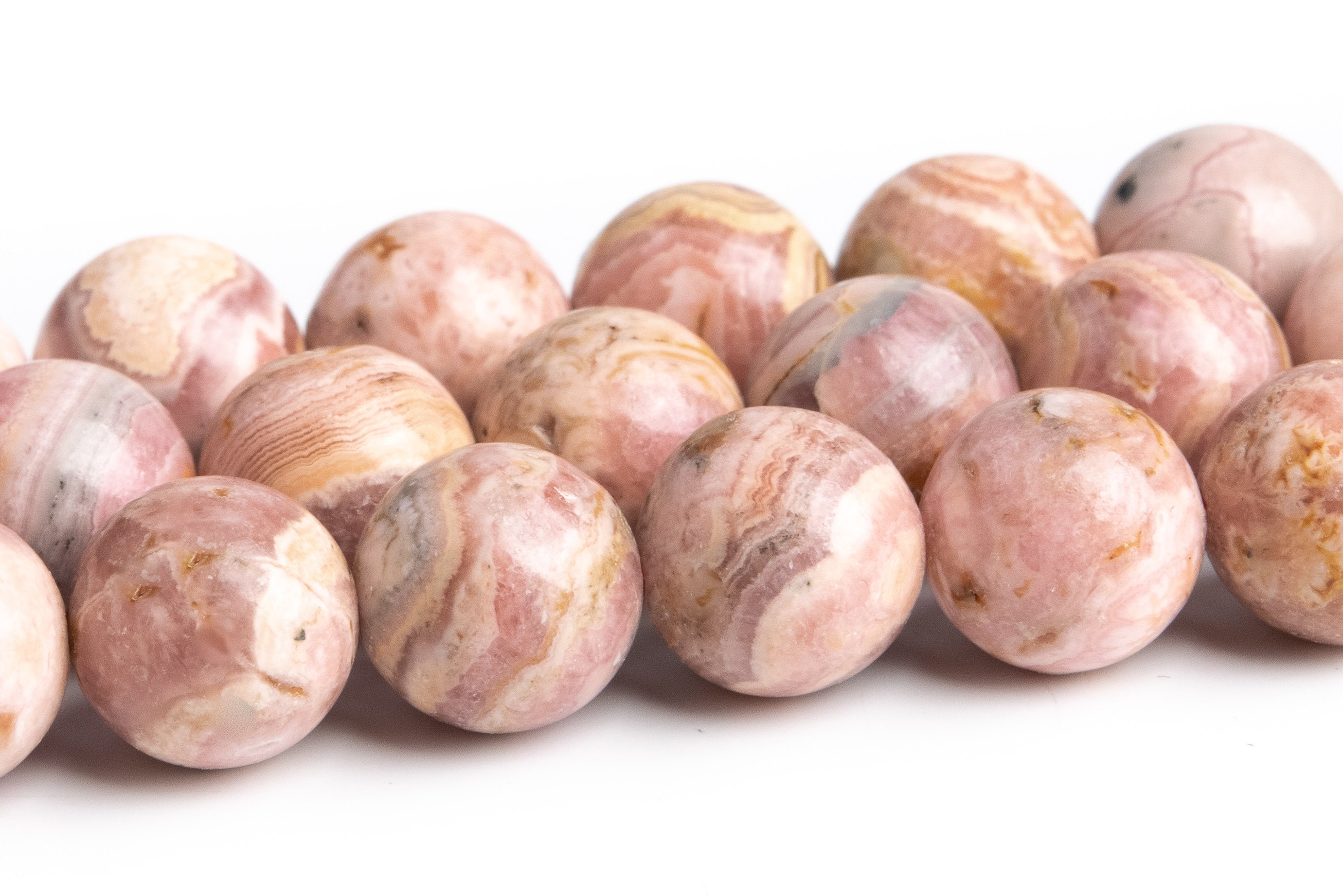 10mm Pink Argentina Rhodochrosite Beads Grade Ab Genuine Natural Gemstone Full Strand Round Loose Beads 15" (119463-1339)