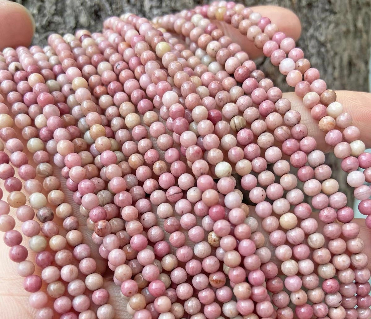 3mm Natural Small Size Pink Rhodochrosite Smooth And Round Beads.small Beads Wholesale Supply,diy Jewelry Making Beaded Accessories