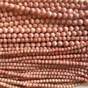 rhodochrosite 4mm 6mm 7mm round gemstone Bead -15 inch strand rhodochrosite 4mm 6mm 7mm round gemstone Bead -15 inch strand