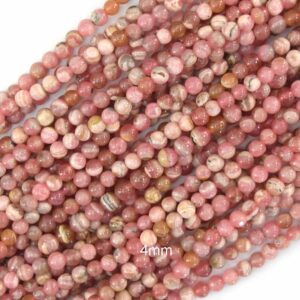 4mm natural Argentina pink rhodochrosite round beads 15" strand 4mm natural Argentina pink rhodochrosite round beads 15" strand