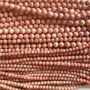 rhodochrosite 5mm 6mm round gemstone Bead -15.5 inch strand rhodochrosite 5mm 6mm round gemstone Bead -15.5 inch strand