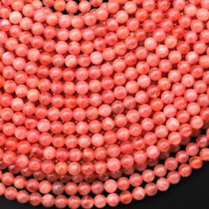 Aaa Translucent Natural Pink Red Rhodochrosite 4mm Smooth Round Beads 15.5" Strand