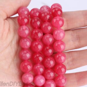 Rhodochrosite Chalcedony Gemstone, Clear Pink Smooth Round Bead, Handmade Jewelry, Wholesale Loose Strand, Full Strand--stn00232