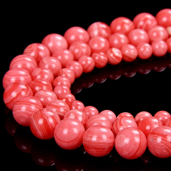 Rhodochrosite Gemstone Round 4mm 6mm 8mm 10mm Loose Beads Bulk Lot 1,2,6,12 And 50 (d514)
