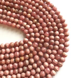 Natural Rhodochrosite 4mm 6mm Round Gemstone Beads--15.5"- Natural Rhodochrosite 4mm 6mm Round Gemstone Beads--15.5"-