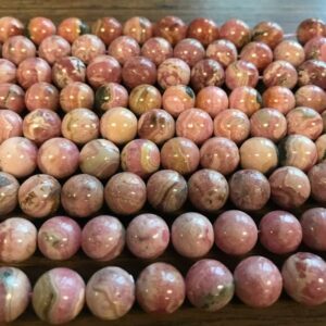 Natural Rhodochrosite 9mm Round Gemstone Beads--7.5"- Natural Rhodochrosite 9mm Round Gemstone Beads--7.5"-