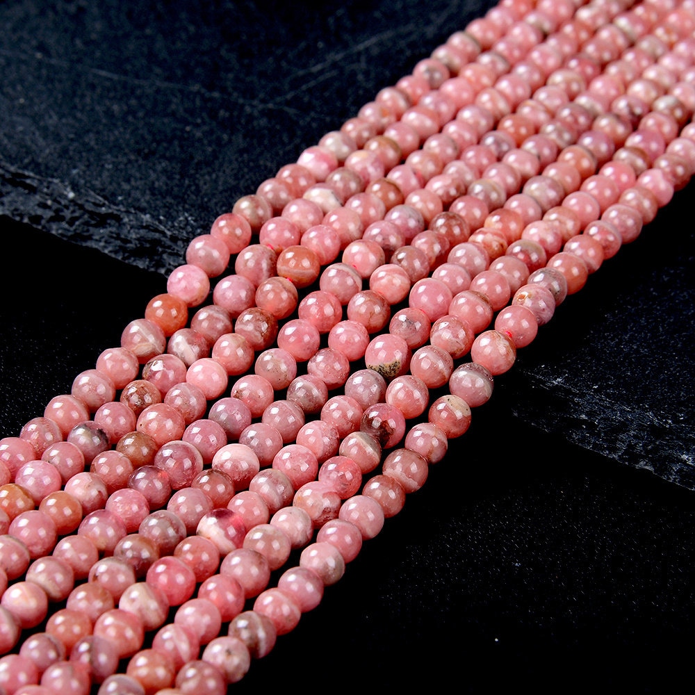 Natural Argentina Rhodochrosite Gemstone Grade Aaa Round 4mm 5mm 6mm Loose Beads (d332)