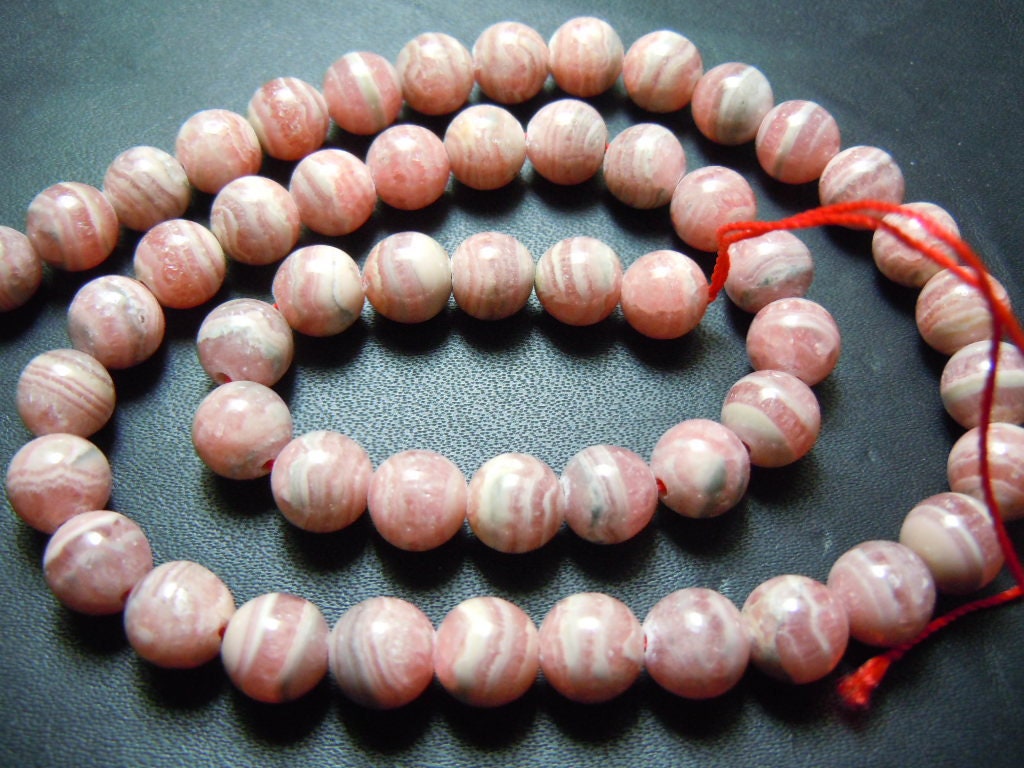 Natural Rhodochrosite Round Ball Smooth Beads Aaa 8mm - One Strandfree Shipping