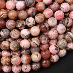 Natural Pink Red Rhodochrosite 4mm 6mm 8mm Smooth Polished Round Beads 15.5" Strand