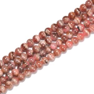 Natural Quality B Rhodochrosite Smooth Round Beads Size 4mm 15.5'' Strand Natural Quality B Rhodochrosite Smooth Round Beads Size 4mm 15.5'' Strand