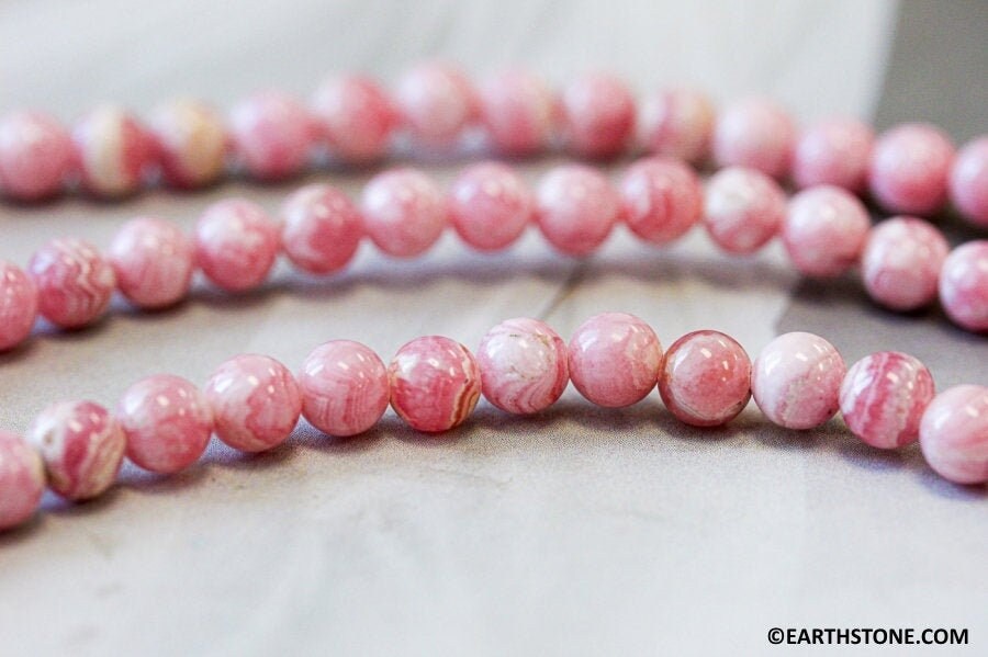 S/ Rhodochrosite 6mm Round Beads 15.5" Strand Natural Gemstone For Jewelry Making 119-1327 A