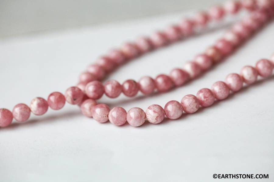 S/ Rhodochrosite 6mm Round Beads 15.5" Strand Natural Gemstone Beads For Jewelry Making (119-1331 A)