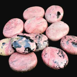 1kg Natural Pink Rhodochrosite Palm Stone Set : 60MM Polished Crystal Healing Stones (Peru)