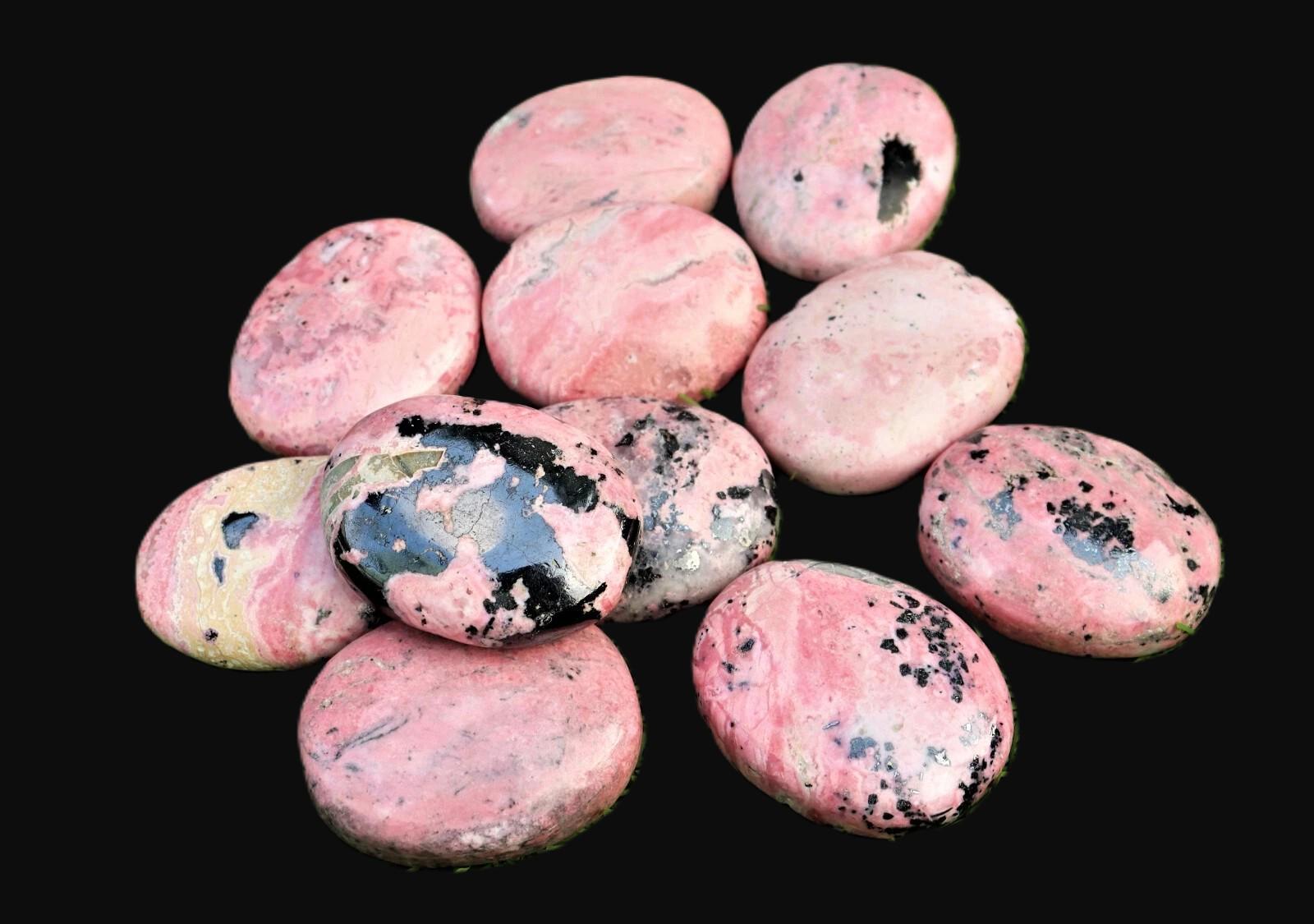 1kg Natural Pink Rhodochrosite Palm Stone Set : 60mm Polished Crystal Healing Stones (peru)
