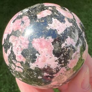 2" Rhodochrosite Sphere With Black Manganese, Banded Pink And Black Crystal Ball, Polished Stone, Birthday , Gem Home Decor #3