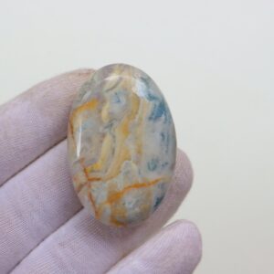 Designer Blue Scheelite Palm Stone, Polished Natural Blue Scheelite Stone, Blue Stone For Crystal Healing, Throat Chakra, Blue Rhodochrosite