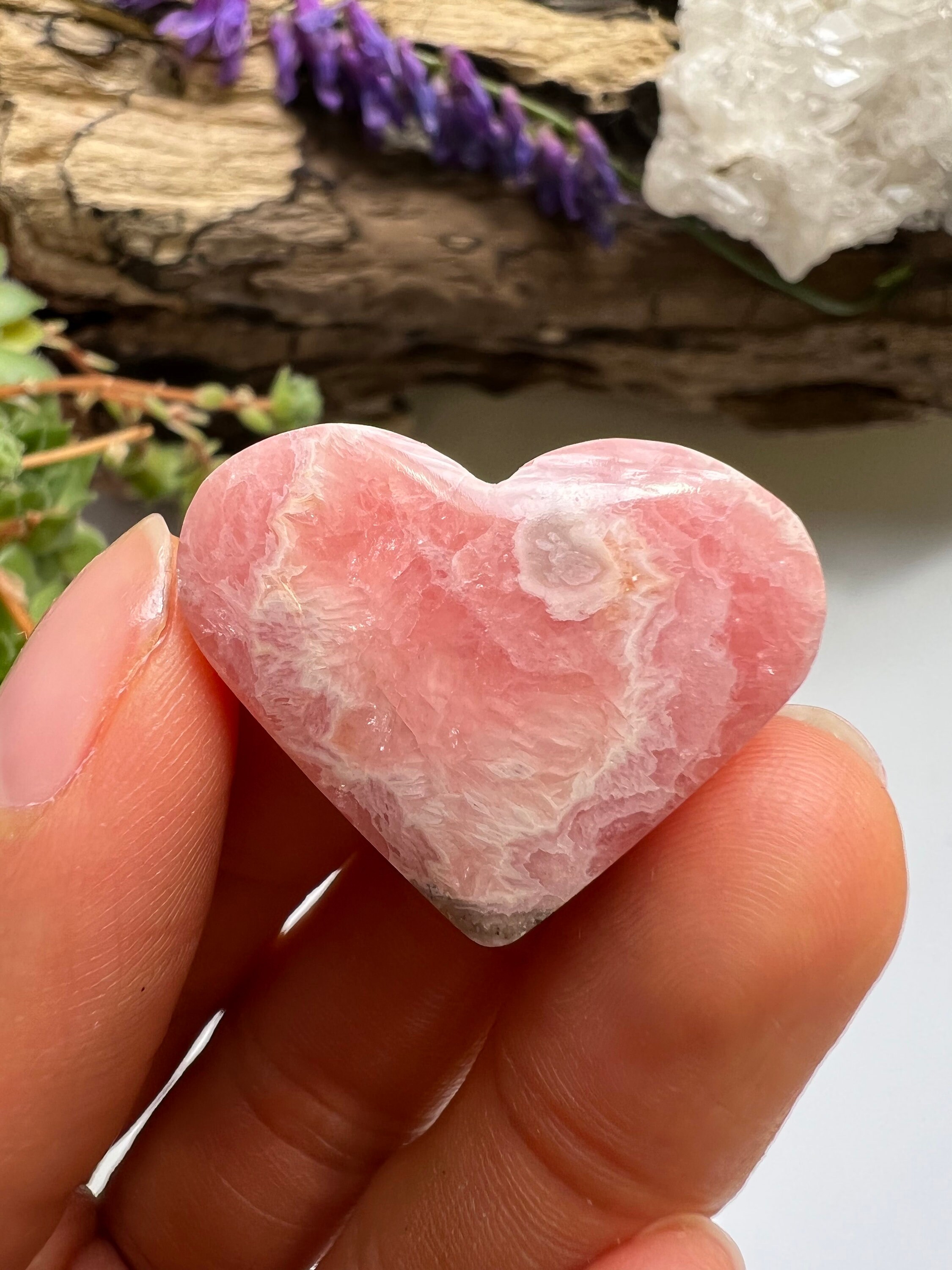 Polished Rhodochrosite Heart