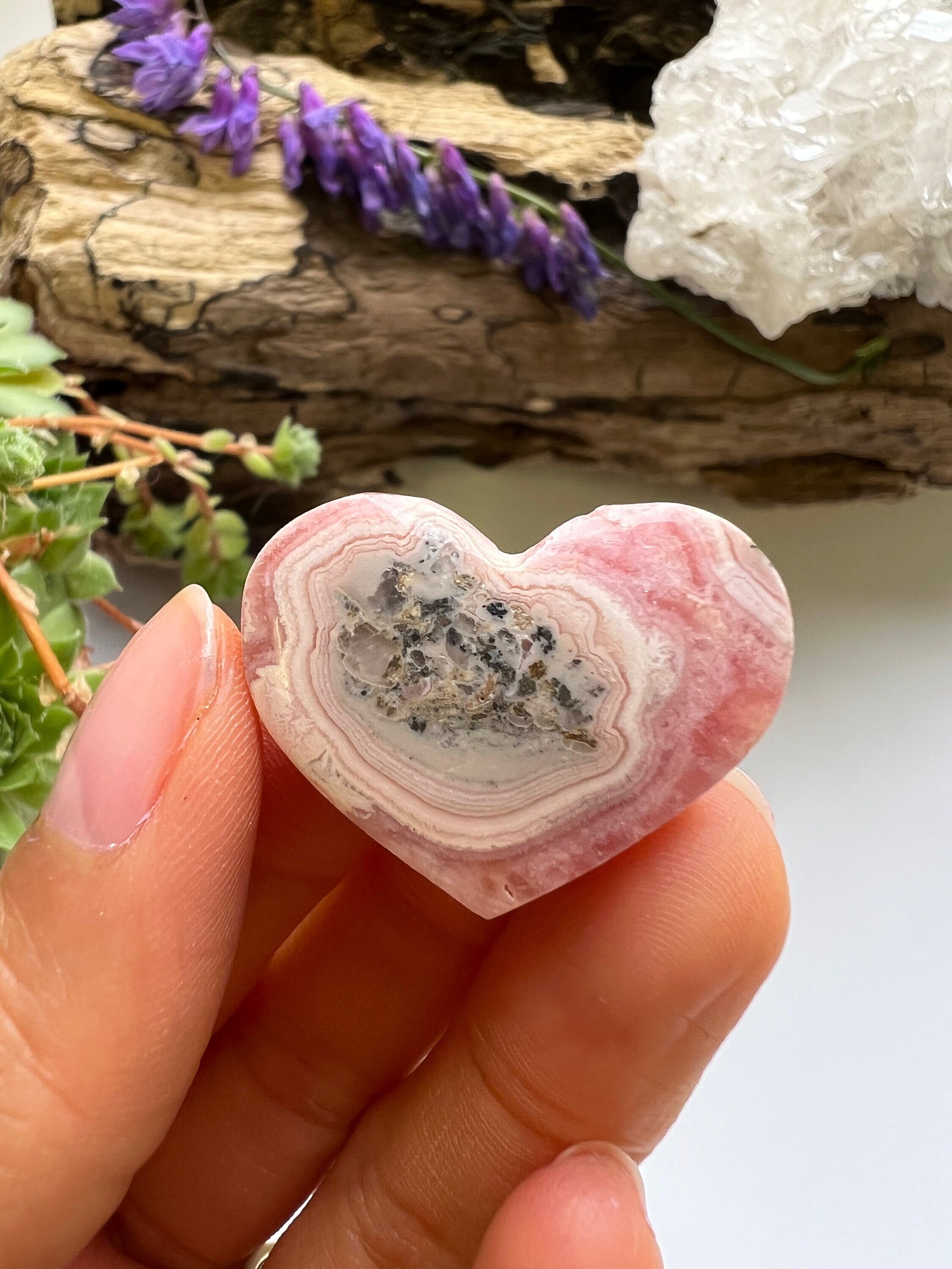 Polished Rhodochrosite Heart