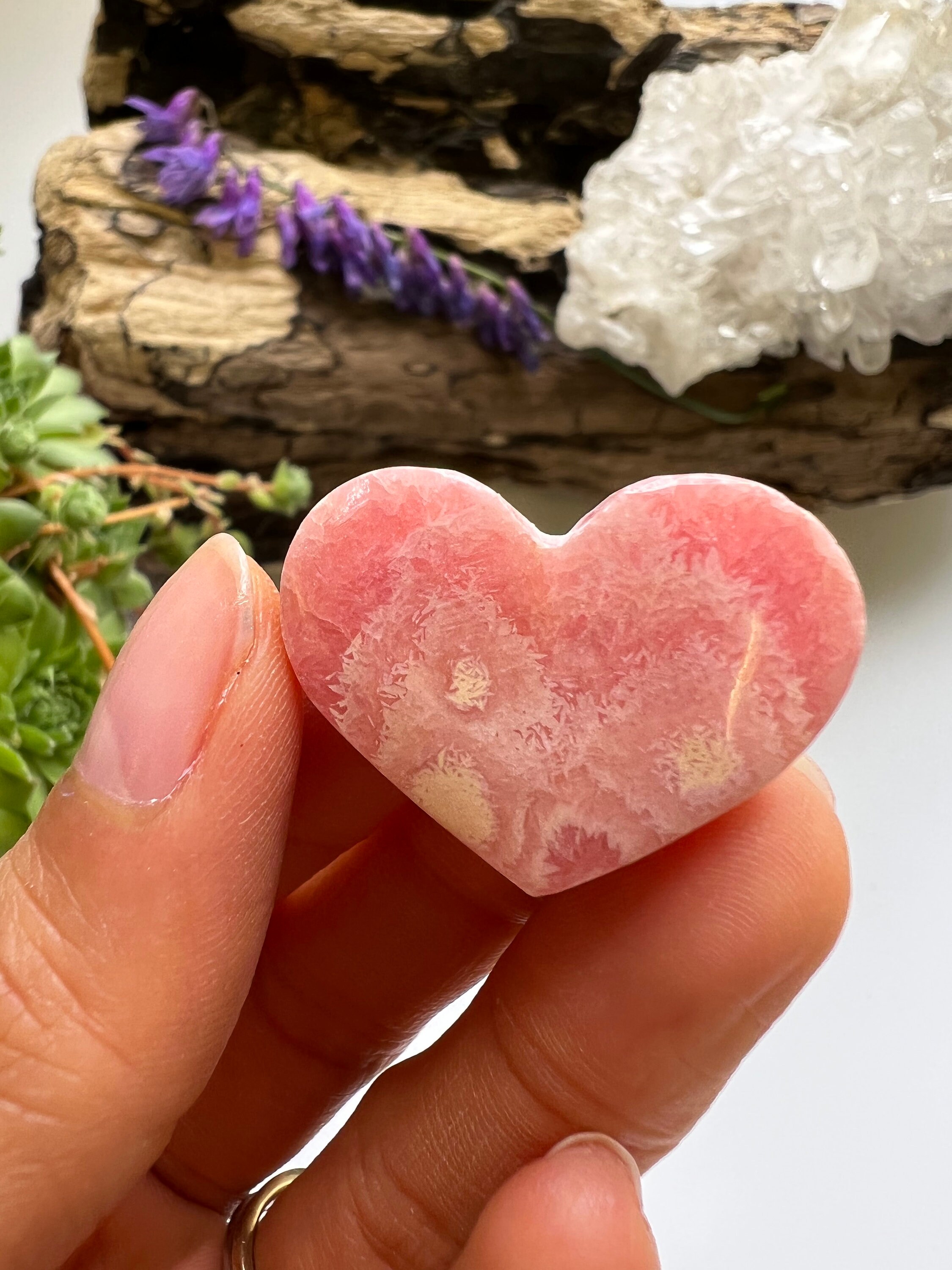 Polished Rhodochrosite Heart Polished Rhodochrosite Heart