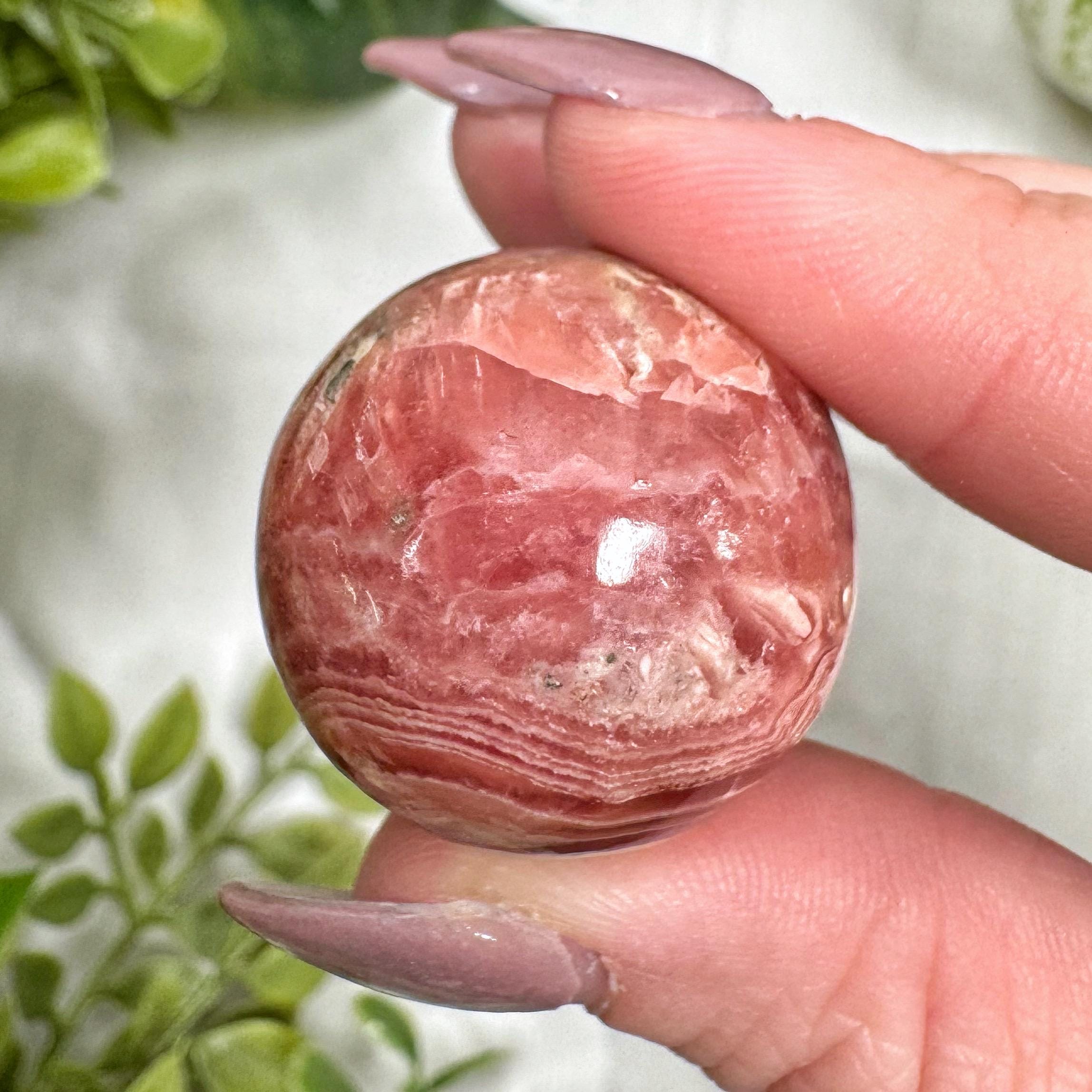 Rhodochrosite Sphere | 25mm | - #3 (polished Pink Crystal Ball, Heart Chakra, Healing Stone)