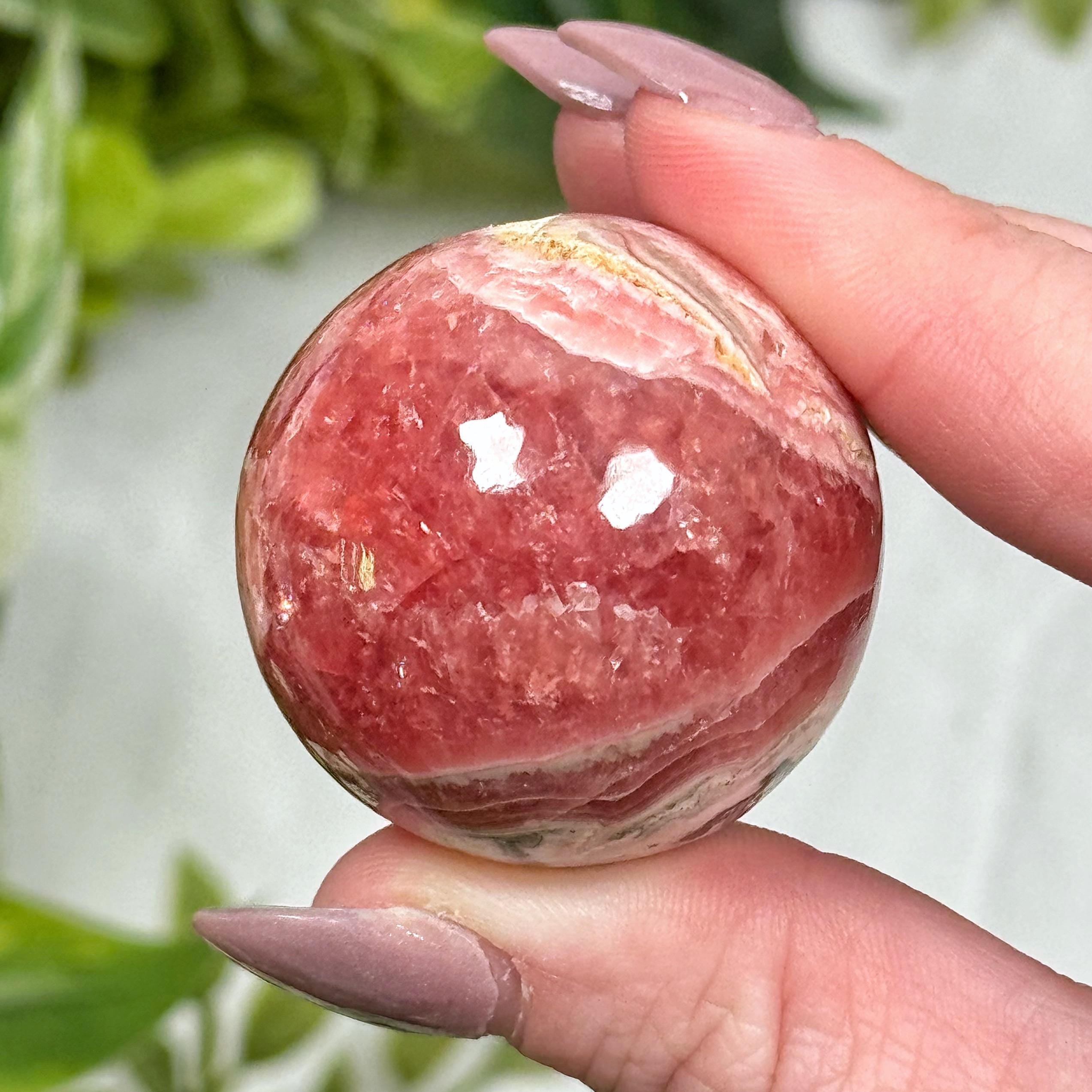 Rhodochrosite Sphere | 34mm | - #2 (polished Pink Crystal Ball, Heart Chakra, Healing Stone) Rhodochrosite Sphere | 34mm | - #2 (polished Pink Crystal Ball, Heart Chakra, Healing Stone)