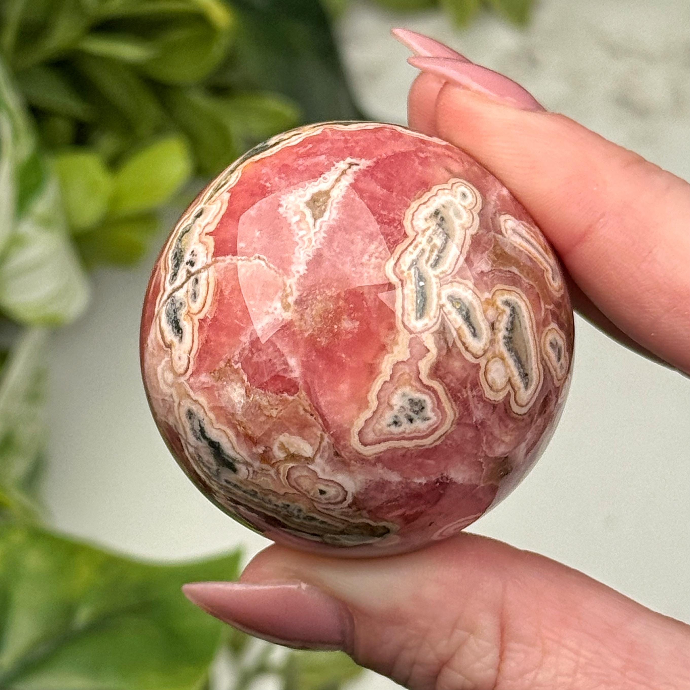 Rhodochrosite Sphere | 41mm | - #1 (polished Pink Crystal Ball, Heart Chakra, Healing Stone)
